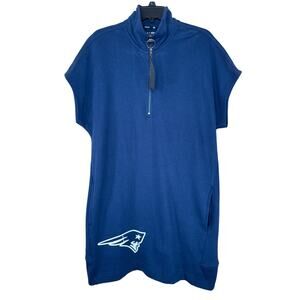 DKNY Sport X NFL Patriots Blue Quarter Zip Sweatshirt Dress NWT Size Large